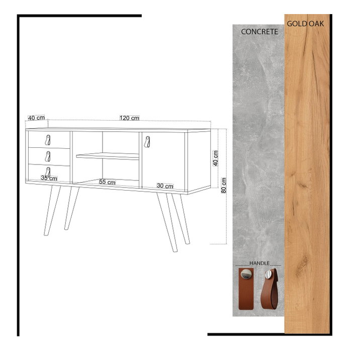 Hanah Home İndira Consola Roble y Blanco